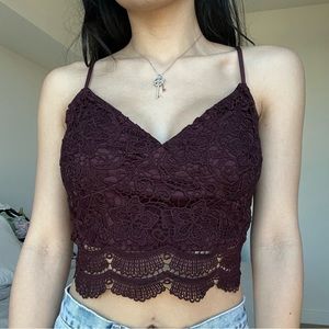 Burgundy Crochet Lace Top